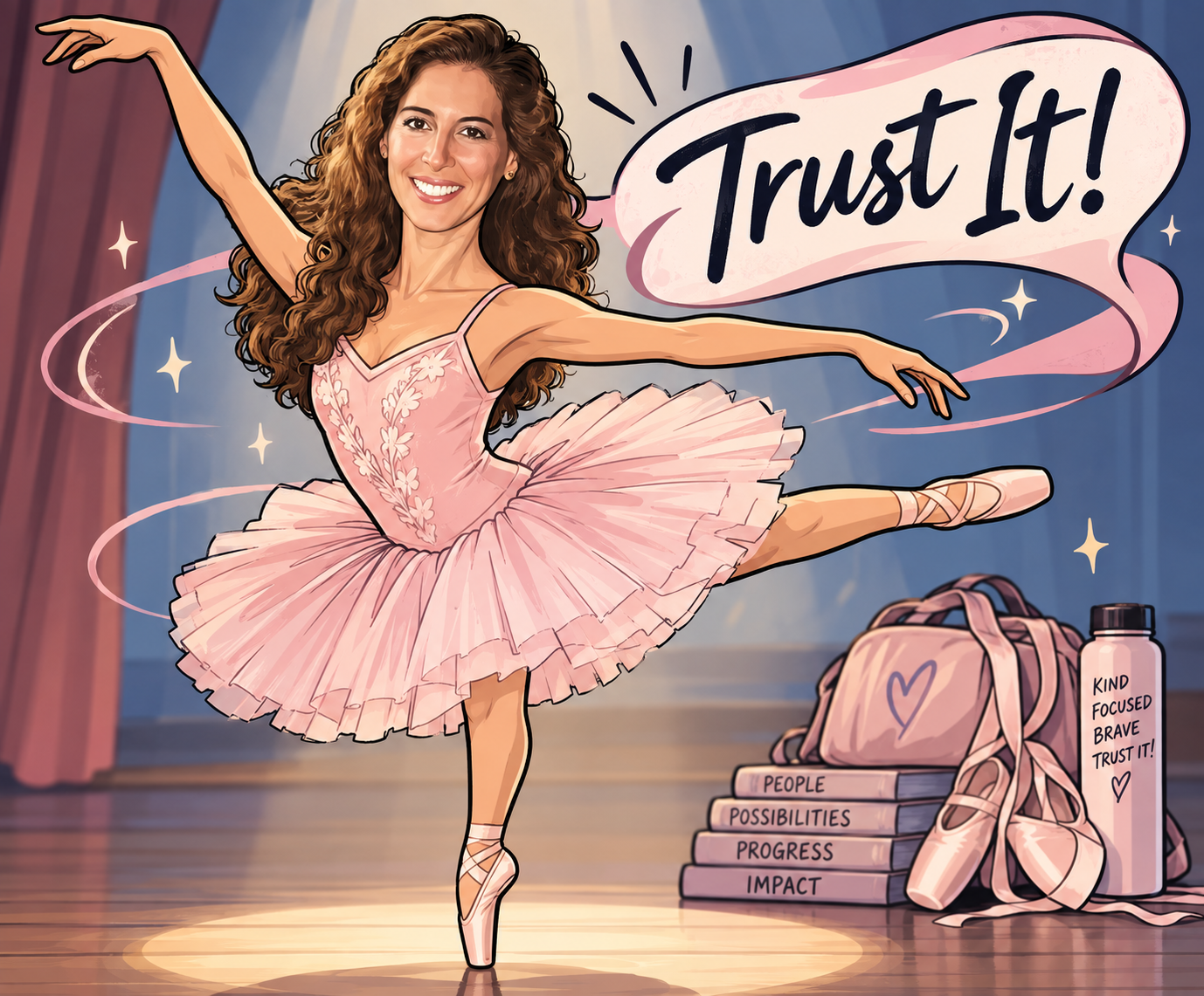 TRUST IT verdict: illustrated dancer beside the words Trust It!